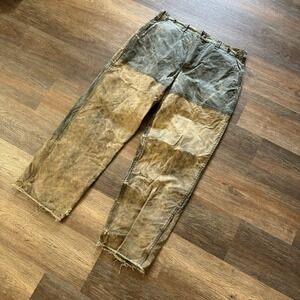 VTG CC Filson USA Upland Waxed Canvas Tin Cloth Field Pants Men Sz 38 Distressed